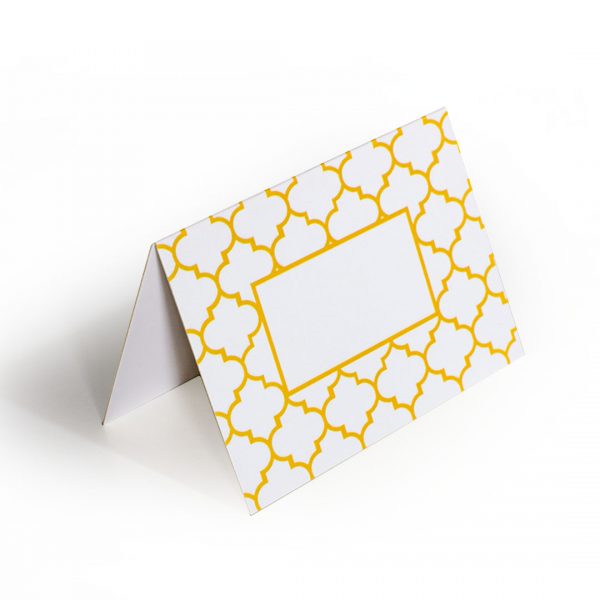 YM Sketch Greeting card that has yellow islamic pattern on white background made in Cairo Egypt ramadan
