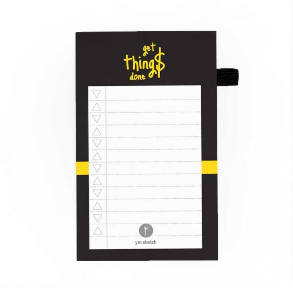 mini magnetic notepad yellow and black to do list tear paper that says get things done