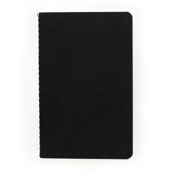 Journal pocket set of 3 lined black thread stitched top view one front notebook
