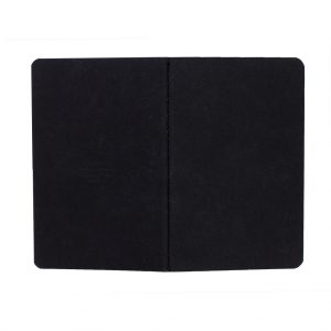 Journal pocket set of 3 lined black thread stitched top view back opened