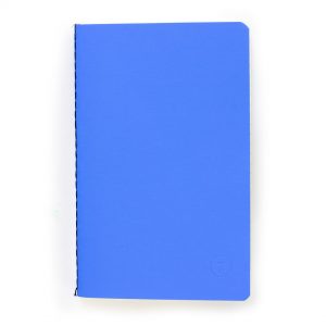 journal pocket lined thread stitched blue front