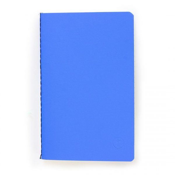 journal pocket lined thread stitched blue front