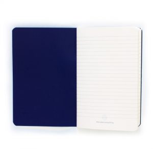 journal pocket lined thread stitched navy blue front open
