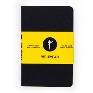 Journal pocket set of 3 lined black thread stitched top view