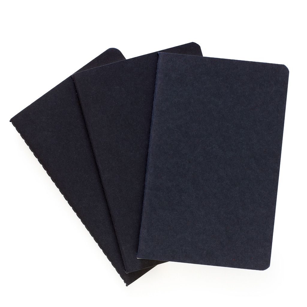 Journal pocket set of 3 black lined black thread stitched top view cards