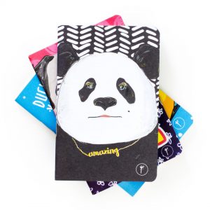 Journal pocket set of 3 lined panda staple bound stacked