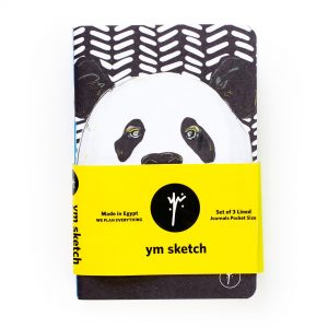 Journal pocket set of 3 lined panda staple bound top view front set