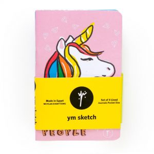 Journal pocket set of 3 lined unicorn staple bound top view front set