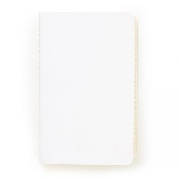journal pocket lined thread stitched white front