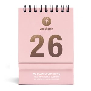 2026-Pink-Mini-Desk-Calendar-front